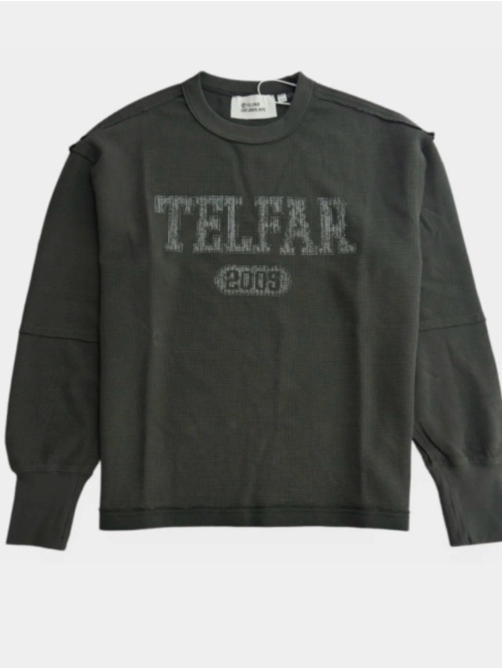 TELFAR 2005 Logo Waffle Thermal Long Sleeve Crewneck (NWT) Unisex